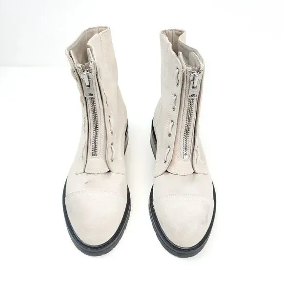All Saints Ariel Boots Zip Up Suede Leather Combat Boots NWOB